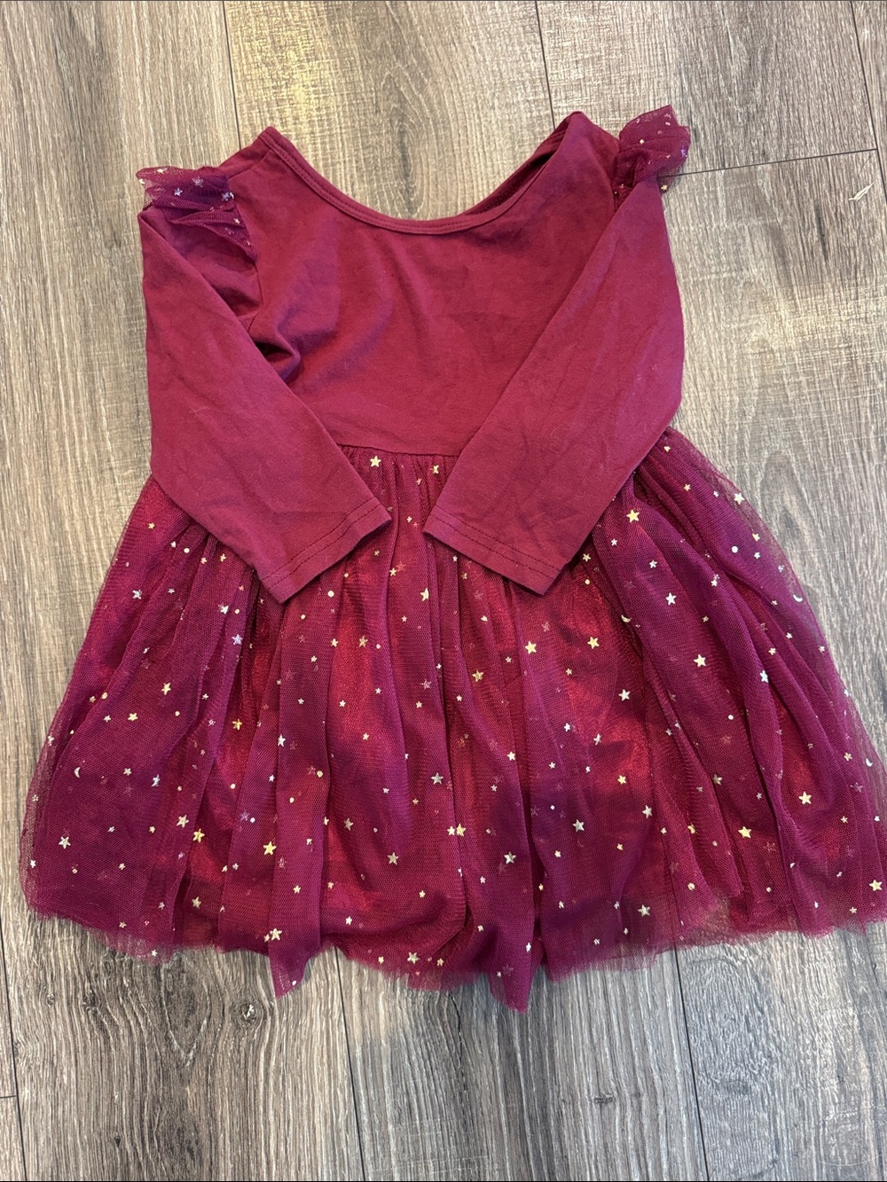 Shein Toddler Burgundy/Gold Star Dress Size 3T